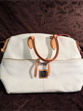 Dooney & Bourke Pebble Grain Domed Satchel White Purse Bag
